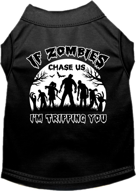 If Zombies Chase Us Screen Print Dog Shirt Black Size XS